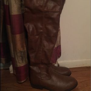 Bamboo- Caramel brown faux fur Knee hi Boots